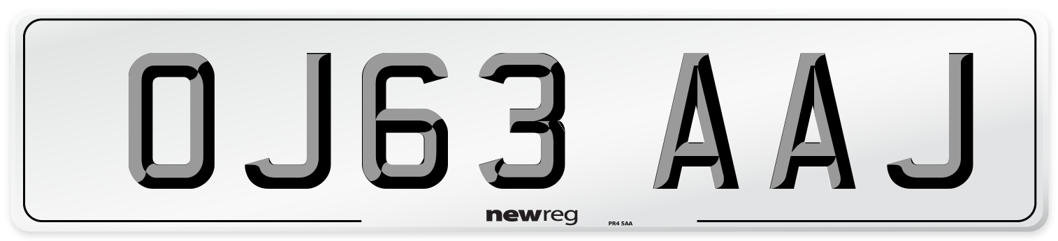 OJ63 AAJ Number Plate from New Reg